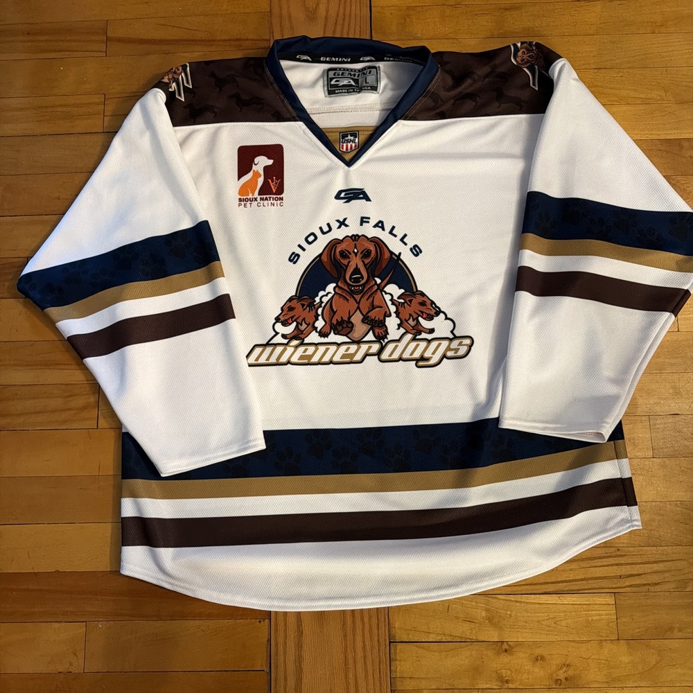 Sioux Falls Stampede Fighting Wiener Dogs USHL Hockey Jersey Gemini Authentic L